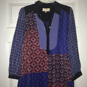 Moulinette Soeurs Anthropologie brand patterned silk shirt dress